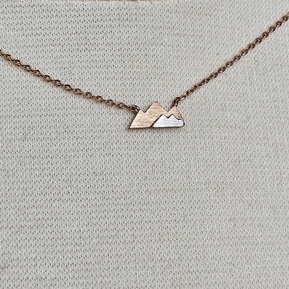 Dainty Mountain Range Necklace Mixed Metal Minimalist Design Cable Chain